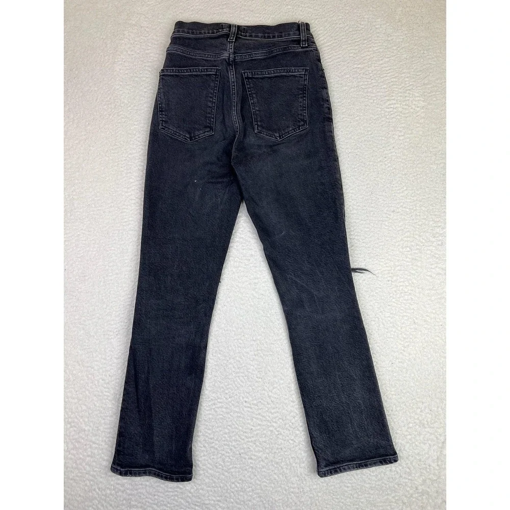 AGOLDE Wilder High Rise Straight Jeans Womens 24 Gray Charcoal Distressed Denim - Picture 2 of 13
